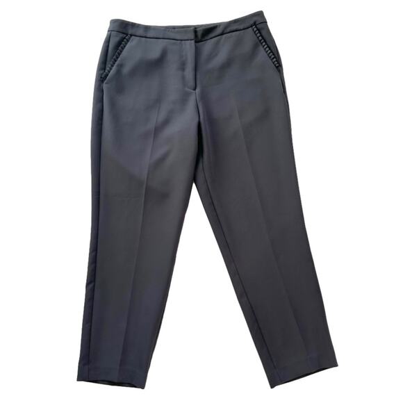Zac & Rachel Pants Gray Ruffle Pockets Tapered Ankle Office Dress Slacks Size 12 - Picture 10 of 10
